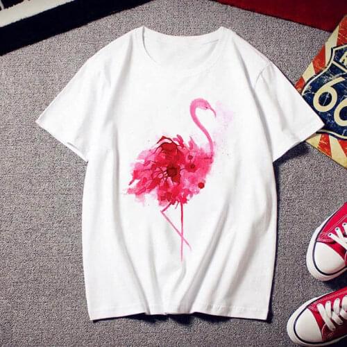 2020 Flamingo Beauty T-shirt Women Fashion Trendy 90 ′s Harajuku Short Sleeve T-Shirt White Summer T-Shirt Top