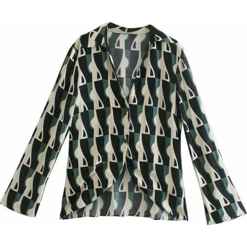 2 piece sets womens outfits Print Blouses + Flare Pants Turn Down Collar Tops Casual Zipper Pants Outfits trajes de pantalón