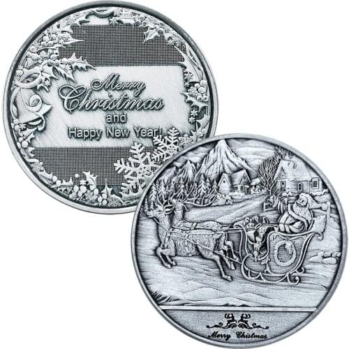 1pc Merry Christmas Commemorative Coins 40mm Gifts Collections Badge