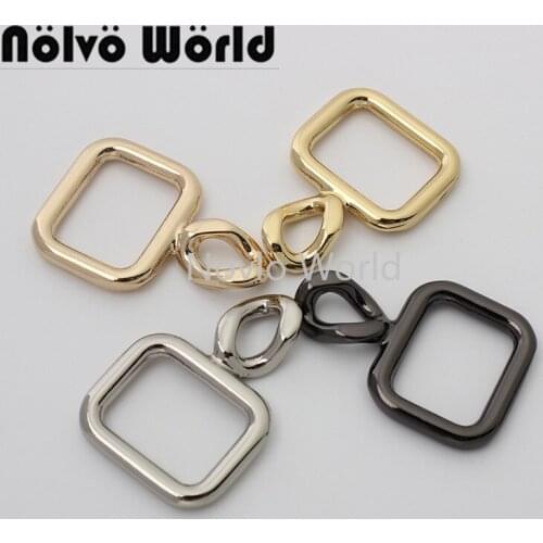10-50pcs 4 colors 23x34mm 5/8" polished rectangle metal connector buckle for purse strap handbag bag hardware