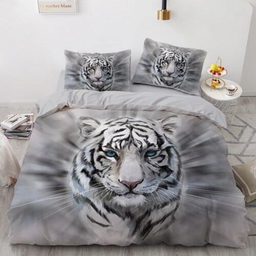 3D Bedding Sets Black Duvet Quilt Cover Set Comforter Bed Linen Pillowcase King Queen 203x230cm Size Animal Tiger Design Printed