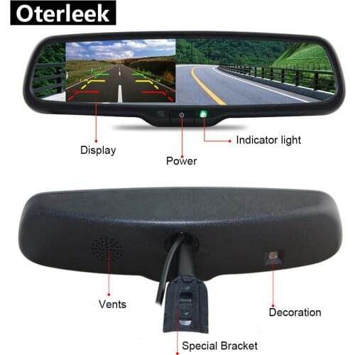 4.3 Inch Car Rear View Mirror Monitor With Special Mounting Bracket Monitor 2CH Video Input