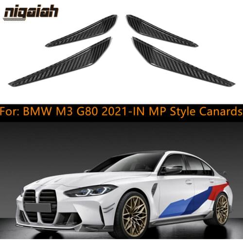 4pcs Canards Dry Carbon Fiber Front bumper side canards For BMW 4-Door M3 G80 2021-IN MP Style Canards