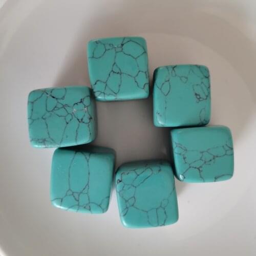 AAA+100%Natural Cube Energy Optimization Blue Turquoise crystals healing stones for home decoration 6pcs