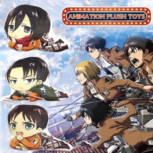 Anime Attack on Titan Q Version Plush Pillow Sofa Cushion Eren/Mikasa/Levi Attack on Titan Anime Manga Pillow Stuffed Plush Toys