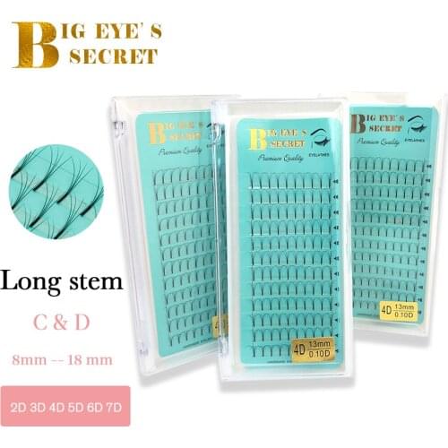 BES Russian Volume Lashes Professional Eyelash Extensions 3D Premade Fans Long Stem Free Shipping