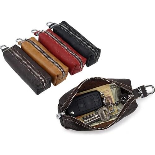 Car Key Case Leather Keychain Men Women Wallets Business Key Holder Housekeepers Covers Zipper Key Bag Pouch Keys Organizer