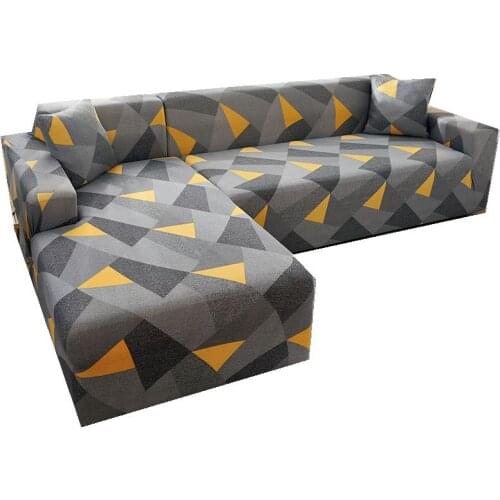 L Shape Geometric Elastic Corner Sofa cover 1/2/3/4 seats Tight Wrap All inclusive funda sofa Couch ArmChair Spandex Slipcover