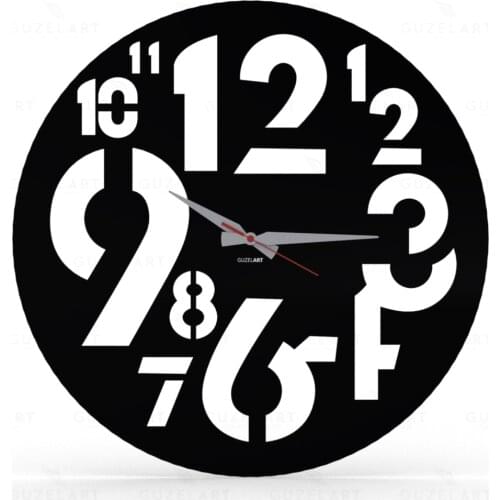 GuzelArt Decorative Wall Clock Living Room Decoration Wall Decor Wooden Modern Design Home Decor Black (Different Size Options)