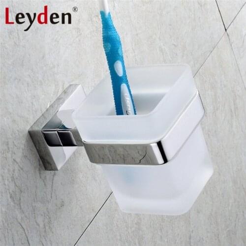 Leyden 304 Stainless Steel Toothbrush Holder Glass Cup Tumbler Holders Toothbrush Cup Chrome Cup Holder Bathroom Accessories