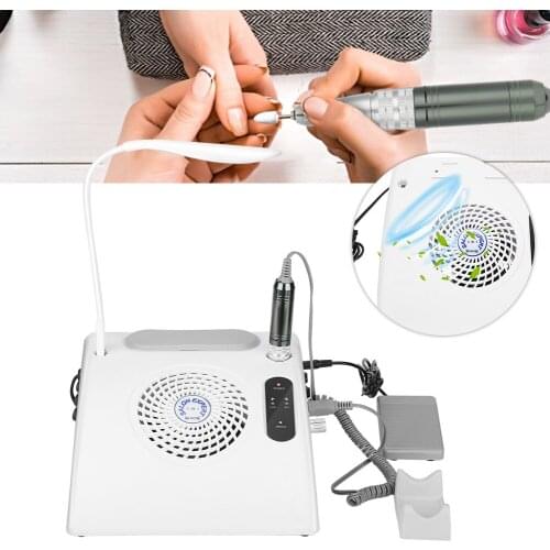 3In1 Electric Nail Apparatus Grind Polishing Drill Dust Collector Manicure Machine Wth LED Desk Lamp 6 Nail Drill Head Foot Care