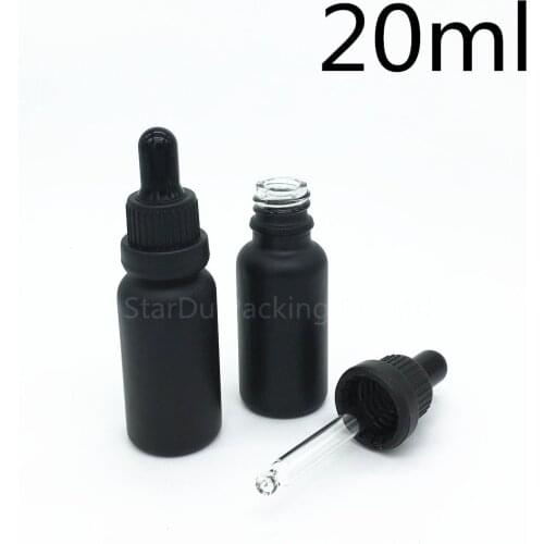 240pcs 20ml Black Frosted Glass Essential Oil Bottle With Tamper Evident Ring Dropper Glass Perfume Bottle