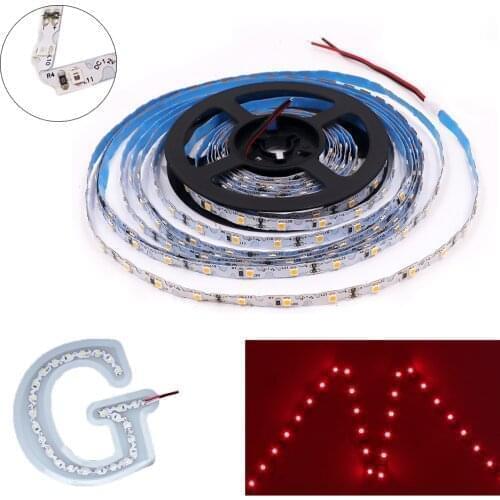 S-shape 5M LED Flexible Strip 12v DC 2835 SMD DIY Sign Light Foldable Bendable 300 Pixels Tape No Waterproof White PCB