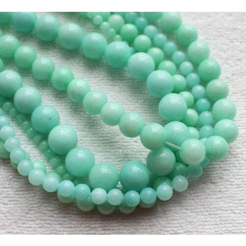 Smooth 4-12mm Amazonite Green Jades Round DIY Jewelry Making Loose Beads 15"