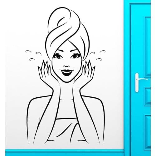 Hot Sexy Bathroom Wash Water Wall Stickers Home interior Ornament Oriental Girl Vinyl Wall Decals Removable Art Wallpaper ZB550