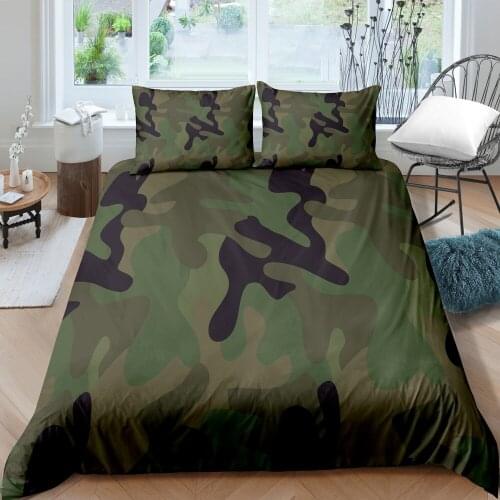 3D Print Duvet Cover Sets Dropshipping 2/3pcs (Single1Pillowcase) Cool Boy Girl Kid Camouflage With Pillowcase Army Green NO16