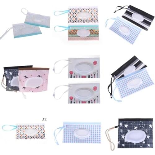 Eco-Friendly Baby Wipes Box Wet Wipe Box Cleaning Wipes Carrying Bag Clamshell Snap Strap Wipe Container Case