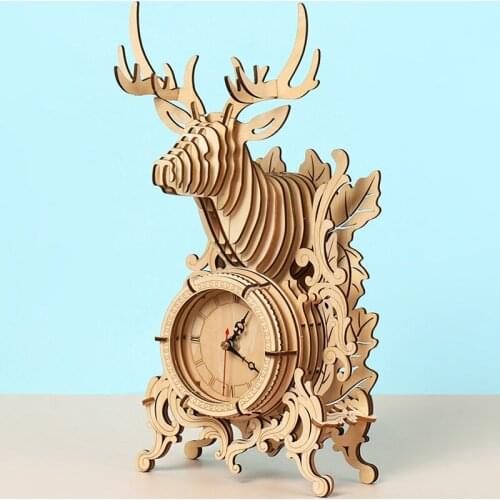 Creative Unique Wall clock 3D Wooden Puzzle Toys Carving Laser Engraving diy assembly toys Clock Woodcraft Construction Kit