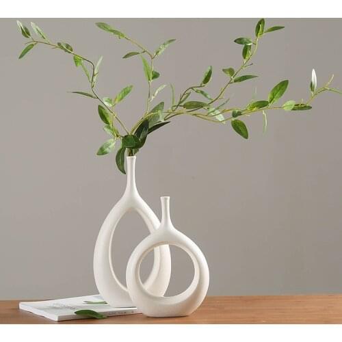 Nordic Ins Creative Ceramics White Small Vase Home Living Room Wine Cabinet Flower Arrangement Container Dried Flower Vase Decor