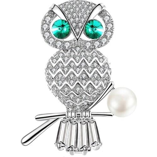 Copper Brooch Pin Cute Owl Pet Model Copper Zircon Brooch Pin Pin Party Jewelry Adornment High Quality Gift Two Choose One
