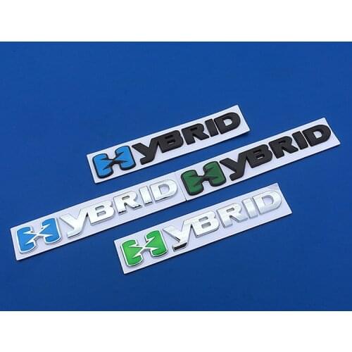 1 Pcs 3D Metal HYBRID Logo Emblem Chrome Badge Decals Car Stickers for Toyota VW Benz Subaru Honda Prosche Cayene Auto styling