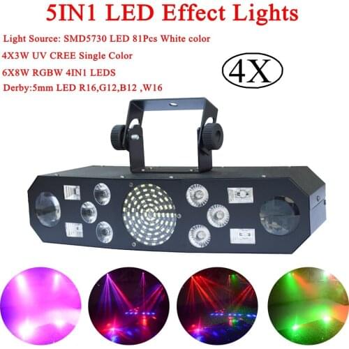 Multifunctions 4Pcs/Lot 5IN1 DJ Laser stage light Projector Stage Light Home Party Lighs DJ Disco Night LED Par Lights