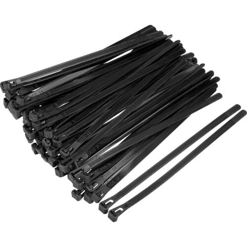 Uxcell 60pcs Reusable Cable Ties 200mmx4.8mm Adjustable Nylon Zip Ties Wraps Black 250mmx7.4mm