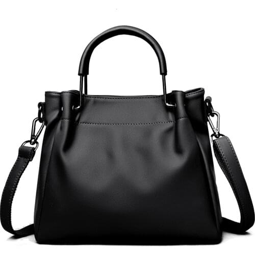 Fashion Casual Womens Handbags Soft Leather Tote Purse Shoulder Bag Ladies China Hand Bags for Women 2021 Messenger Bag Black