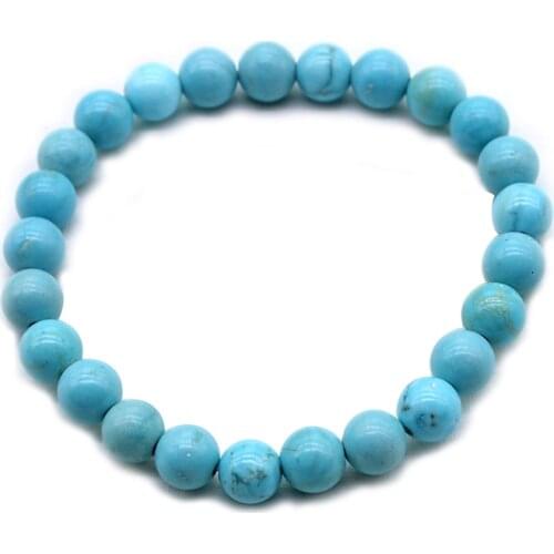 High Quality Blue Green Natural Turquoises Stone Bracelet Homme Femme Charms 4/6/8/10/12MM Men Strand Beads Yoga Bracelets Wome