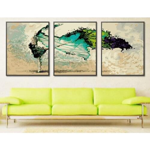 Set Of 3 Acrylic Paint By Numbercanvas Art For Kids "Dancer" Dancer Painting Christmas Gifthome Decor Gift For Herbedroom Decor