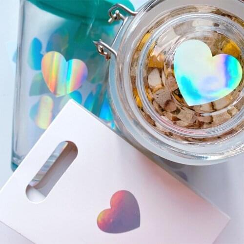 100pcs Label Love Heart 3.5cm Sealing Sticker Valentines Day Scrapbook Label Adhesive Gift Decoration Packaging Laser Sticker