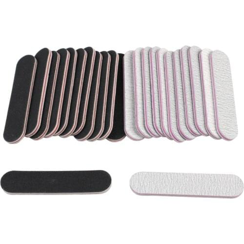 100Pcs/lot Sandpaper Nail File 100/180 Mini Nails Files Buffer Double Side Acrylic Sanding Black Disposable Sanding Buffer Tools