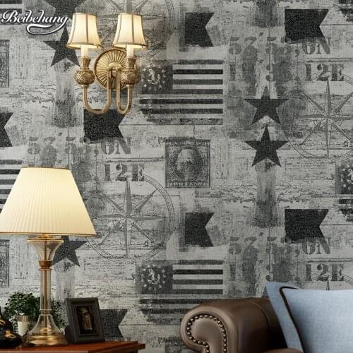 Beibehang Retro American Retro Nonwovens Wallpaper Star Washington Pattern Simple Bedroom Living Room TV Background
