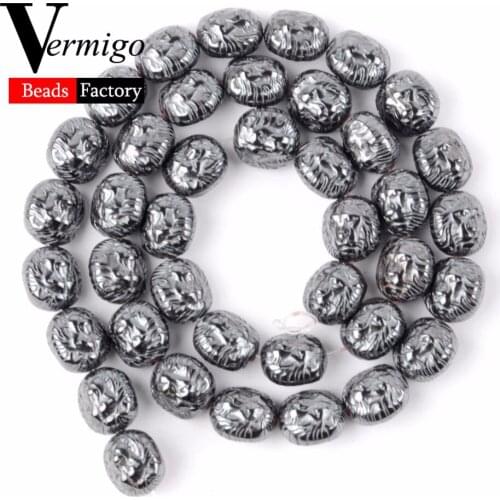 Wholesale 10x10mm Natural Stone Lion Hematite Beads Accessories Charm Beads For Jewelry Making Diy Bracelet Necklace 20pcs/lot