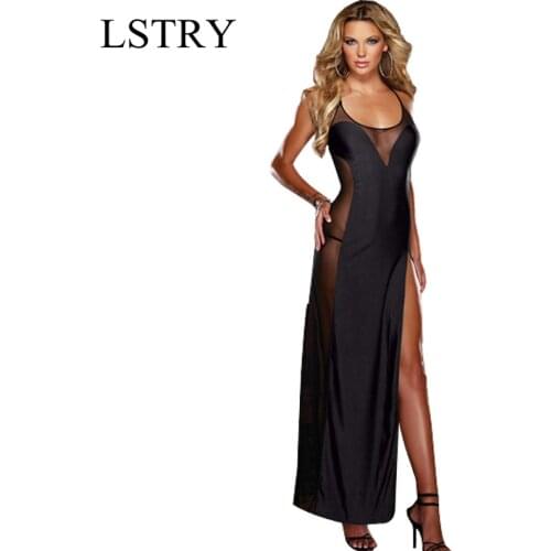 Porno Sexy Women Lingerie Long Dress Hot Erotic Bath Robe Lace Sleepwear Underwear Sexy Nightgowns Black Sexy Costumes Sex Dress