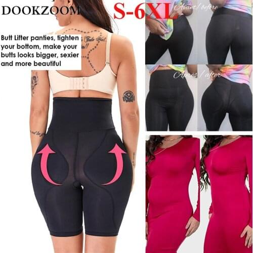 Plus Size Women High Waist Trainer Underwear Sponge Pads Body Shapers Hips Up Belly Slim Fake Ass Pants Padded Shapewear Panties