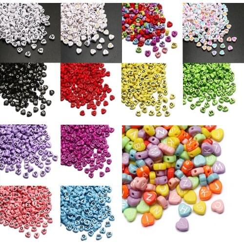 Mixed Colorful 7mm Love Heart Acrylic Letter Beads Loose Accessories For Jewelry Making DIY Earrings Bracelet Necklace Supplies