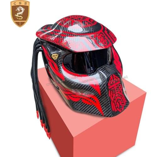CSSYL Exclusive Supply Carbon Fiber Motorcycle Helmet Red with Black Universal Style Professional Racing Helmet Decoration 00316