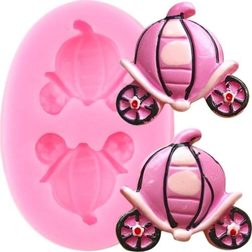 3D Castle Carriages Princess Silicone Molds Candy Clay Chocolate Mold Baby Birthday Cupcake Topper Fondant Cake Decorating Tools