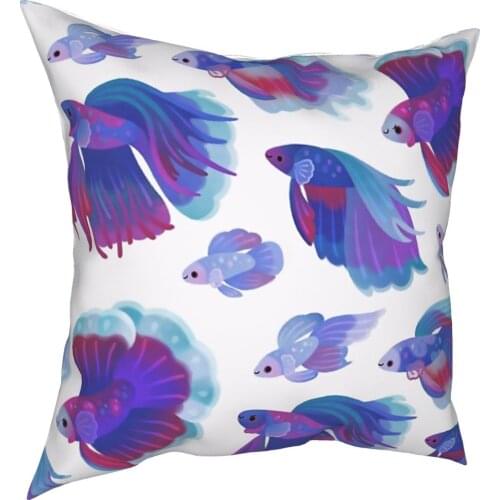 Blue Betta Mask Fish Pillowcase Home Decorative Fishing Water Cushions Throw Pillow for Car Polyester Double-sided Printing