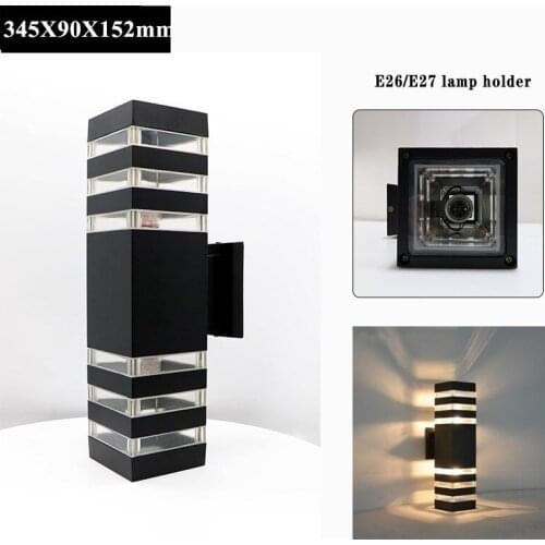 Modern LED Outdoor Wall Light 2*12W E27 E26 Outdoor Wall Lamp Sconces Porch Light Exterior Waterproof Up And Down Side AC85-265V