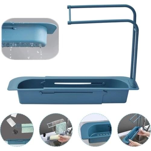 Telescopic Sink Shelf Soap Sponge Drain Rack Storage Basket Bag Faucet Holder Adjustable Bathroom Holder Sink Kitchen Accessorie