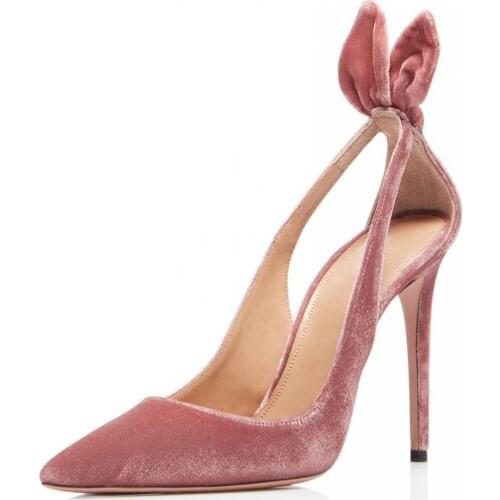 Pumps Heels Womens Shoes Stiletto Cute Rabbit Ears Pink Velvet Single Shoes High Heels Women Elegant Night Party Shoe Sandalias