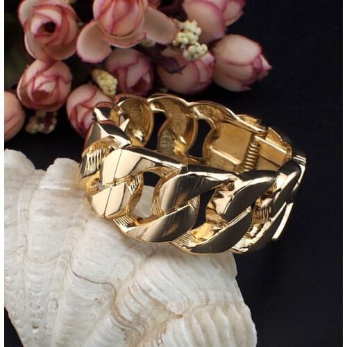 UKMOC Fashion Casual Design Alloy Chain Shape Women Accessories Spring Opened Cuff Bracelets Costume Jewellery Pulseiras B266