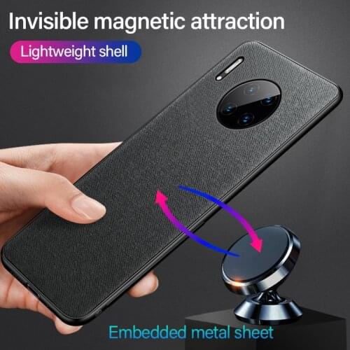 Ultra-thin Cloth Texture Magnetic Holder Phone Case For Huawei Mate 30 20 10 P40 P30 P20 Lite Pro Luxuy Silicone Fabric Cover