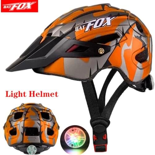 BATFOX 2020 New MTB Cycling Helmet Back Light Bicycle Helmet Ultralight In-Mold Bike Helmet Casco Ciclismo Road Mountain Helmet