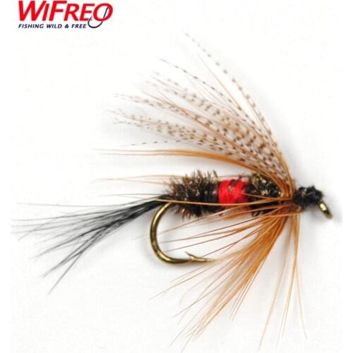 Wifreo 10PCS Free Box 12# Royal Wulff Brown Hackle Trout Fishing Fly