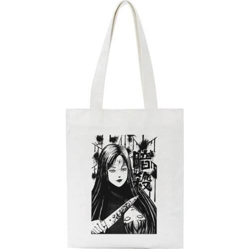 Japanese Anime Tomie Women Bags Harajuku Gothic Canvas Bag Horror Cartoon Large Capacity Shopper Bag Casual Fashion Shoulder Bag
