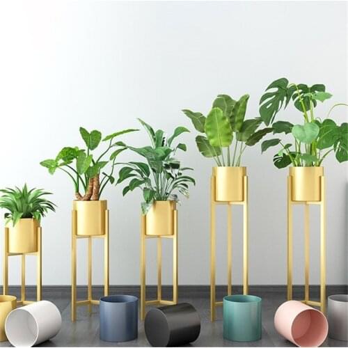 Home Garden Decoration Iron Art Hydroponics Planting Vase Nordic Style Ceramics Succulent Iron Flower Stand Pots for Flowers
