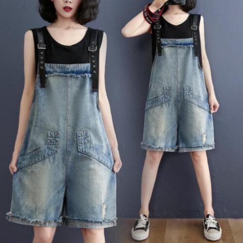 #2392 Casual Vintage Overalls For Women Adjustable Spaghetti Strap Playsuits Female Sleeveless Wide Leg Denim Playsuits Ladies